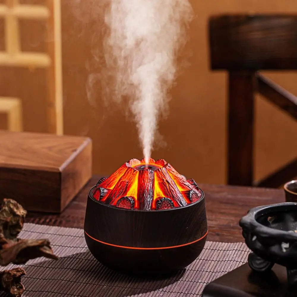 Charcoal Fire LED Aromatherapy Diffuser - Dark Wood